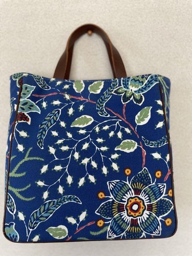 MZ WALLACE tote bag handbag botanical pattern Ladies Blue Print Leather W26cm - Picture 3 of 8