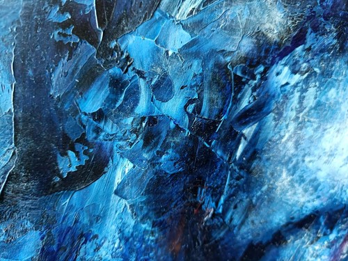 Abstract Oil Painting Original Couple Portrait Blue Signed Handpainted - Picture 4 of 7