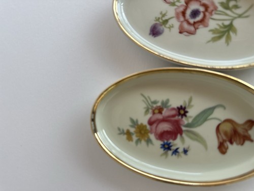4 piatti da tè ovali vintage porcellana Danimarca Relish condimento burro floreale piccoli - Foto 4 di 9