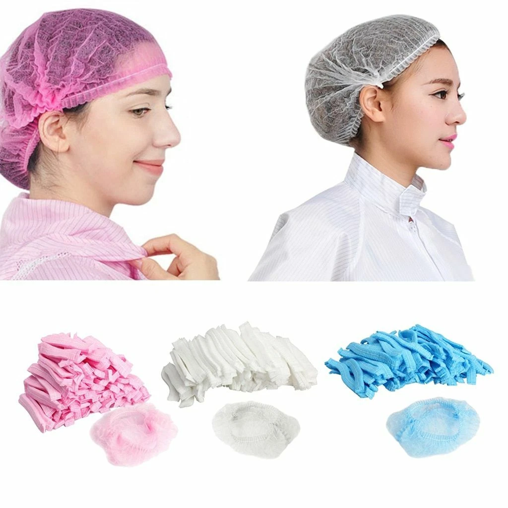 Disposable Hair Cap Bouffant Head Cover Dust Hats Set Kitchen Medical Industrial