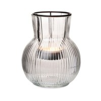 2X Windlicht Rillen Glas Mit Teelichthaltereinsatz Klar Ø11Cm H12,5Cm Tischdeko