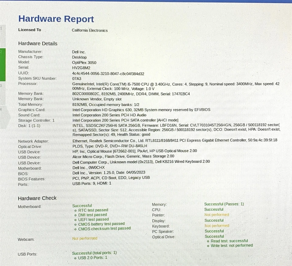 Dell OptiPlex 3050 MT Core i5-7500 3.40GHz 8GB 256GB SSD Windows 11 Computer PC - Image 2 of 4
