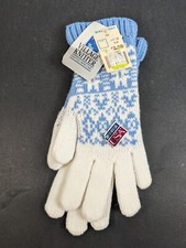 Vintage Fair Isle Knit Blue Snowflake Gloves Unworn USA Made Ladies Acrylic