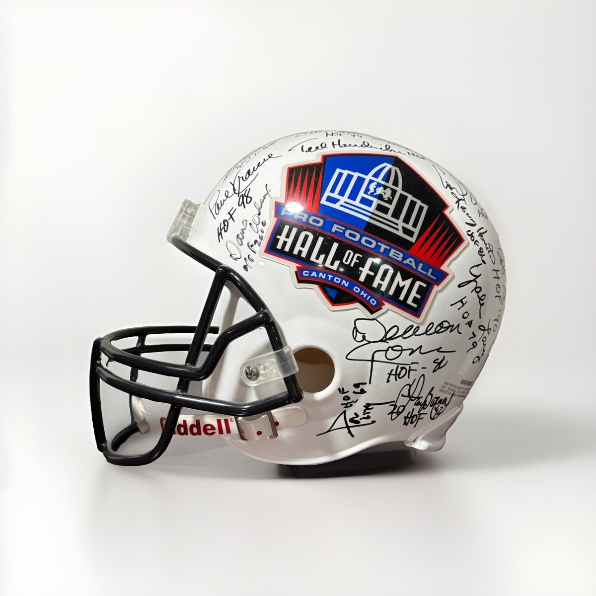 cool football helmet phrames Pro Football Hall Of Fame signed Full Size HOF Helmet. 26 Signatures. JSA  COA