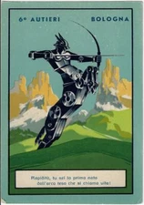 Italian Military Art Deco Postcard 6 Autieri Bologna Archery