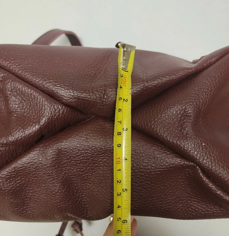 Palo Rosa Genuine Pebbled Leather Red Wine Drawstring Backpack Tassel EUC - Image 4 of 4