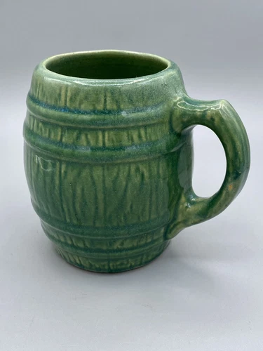 Vintage Nelson McCoy Green Barrel Mug #4 Within Shield On Bottom