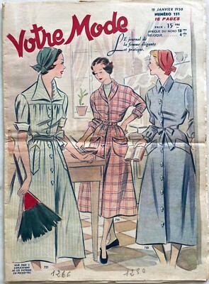 VOTRE MODE n° 151 du 12 Janvier 1950 ancienne revue pour femme Couture et Tricot