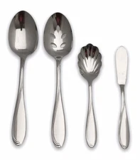 Oneida Stainless 4Pc Serving Set Camber Cresta Windswept Scroll Glossy Flatware