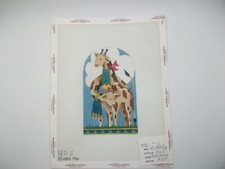 Needlepoint Fabric Canvas 2 Giraffes with Scarves Artist M. Shirley