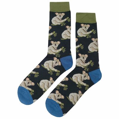NWT Koala Bear Dress Socks Novelty Men 8-12 Black Crazy Fun Sockfly
