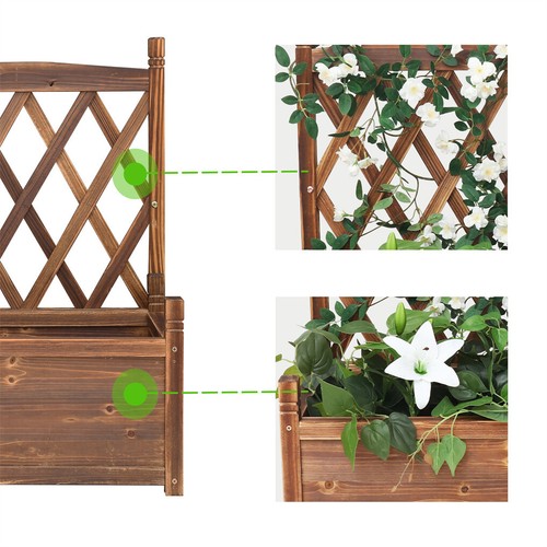 Multi-Style Vegetables Herbs Raised Garden Bed Wood Veg Planter Box with Lattice - Picture 44 of 60