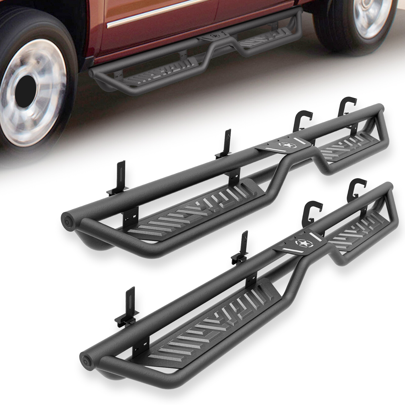 Side Steps Running Boards For 2007-2019 Silverado & Sierra 2500 3500 Crew Cab