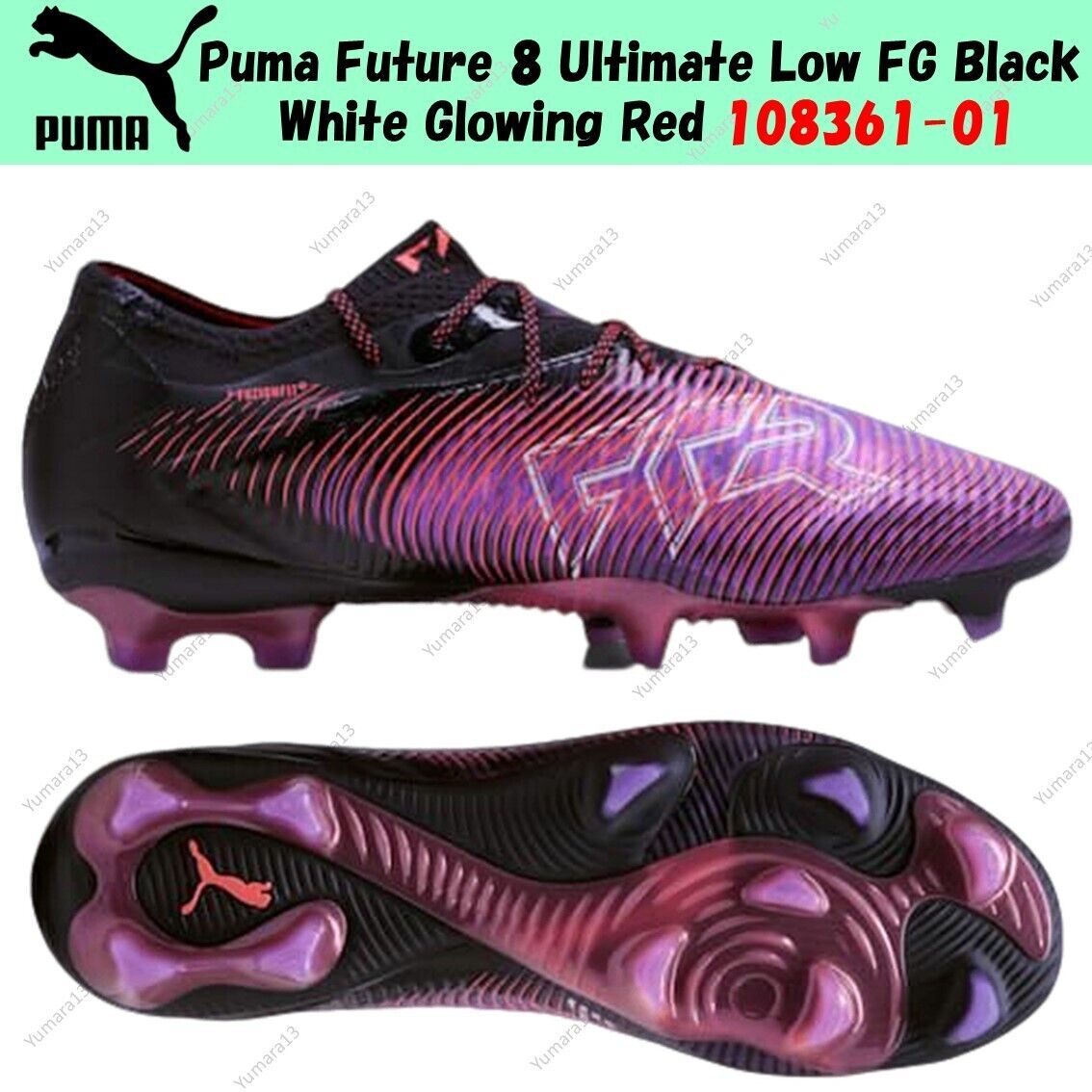 Puma Future 8 Ultimate Low FG Black White Glowing Red 108361 Puma Future 8 Ultimate Low FG Black White Glowing Red 108361