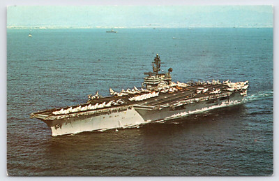 Postcard USS Kitty Hawk CVA 63 Aircraft Carrier Military Ship