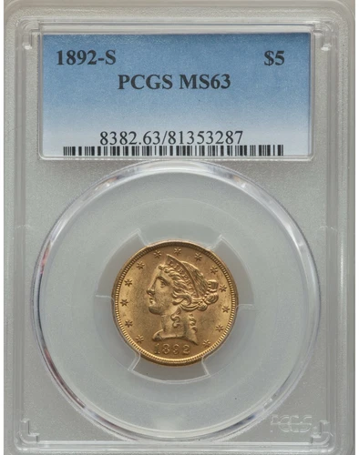 1892-S Liberty Half Eagle — photo from the most recent tracked eBay sale