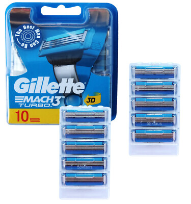 10x Gillette Mach3 Turbo 3D Rasierklingen / 10er Klingen ohne Umverpackung