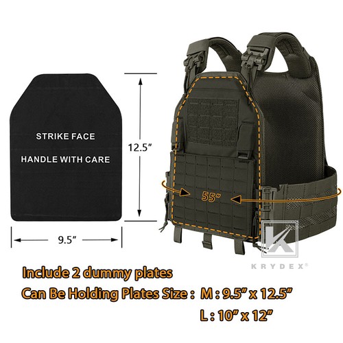 KRYDEX Tactical Plate Carrier Vest MOLLE Panel Quick Release Shoulder Cummerbund - Imagen 12 de 16