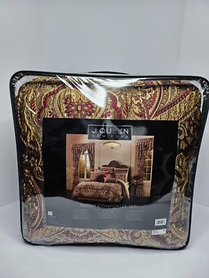 J. Queen New York Madeira Damask 4 Piece Comforter Set Red New | eBay