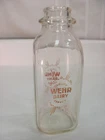 Vintage "Quality WEHR DAIRY Service" Clear Glass Milk Bottle