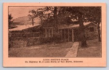 VTG Postcard Luke Smiths Place Ad Ozarks Restaurant Bull Frogs Van Burean AR G16