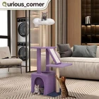 3 Tier Cat Condo Purple Kitty House Indoor w/ Scratching Post & Detachable Perch
