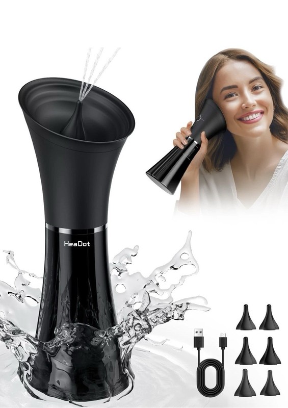 HeaDot Electric Ear Washer Ear Wax Remover, Waterproof Washable, Black