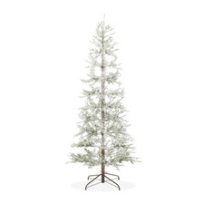 7.5FT Pre-Lit Sparse Pine Flocked Artificial Holiday Christmas Tree with Stand
