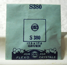 GS S380 Watch Crystal Fit Gruen - 17.5 x 17.5 mm - Replacement / Repair Part