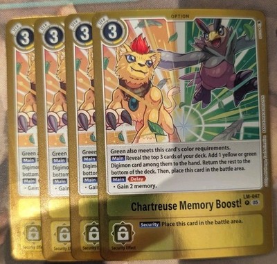 Digimon TCG - x4 PLAYSET - Chartreuse Memory Boost! LM-047 P - PROMO - M/NM