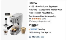 HiBREW H10B Semi-automatic Espresso Machine Silver Electrical 120V