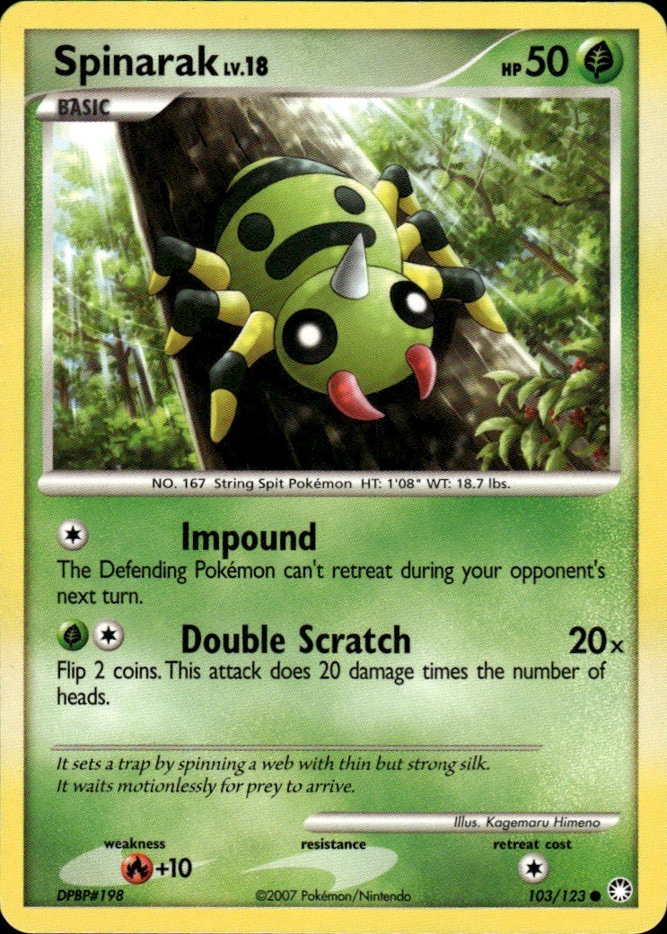 Spinarak Common Mysterious Treasures 103/123 Grass Pokemon Card