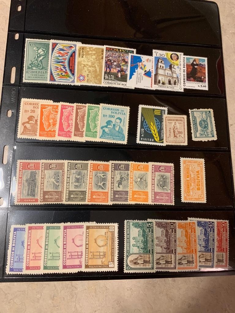 Bolivia Postage Lot All Different Approx 34 Stamps Mint Never Hinged SKU# 34909