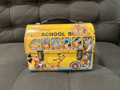 Walt Disney 1960s Metal School Bus Tin Lunch Box with no thermos