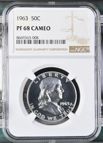 1963 Proof Franklin Half Dollar NGC PF-68 CAMEO -008
