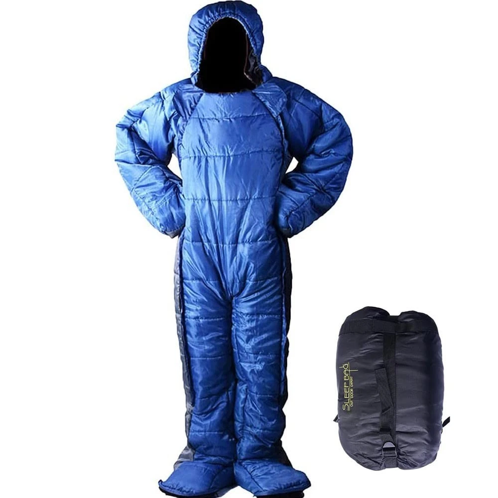 72" Large Wearable Human Sleeping Bag Zipped Foot Opening Design Free