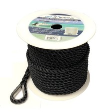 3 Strand Twisted Black Boat Anchor Line 3/8" x 50' 
