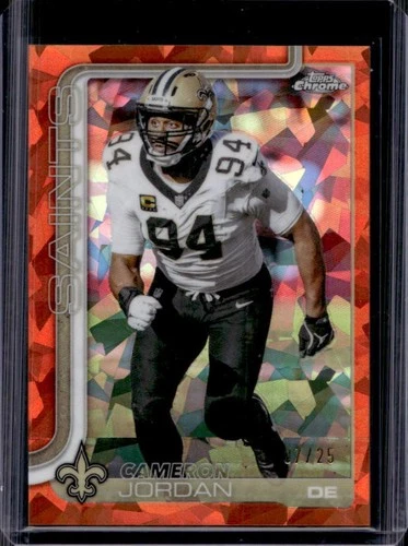 2025 Topps Chrome Sapphire Cameron Jordan Orange Refractor #/25 Saints