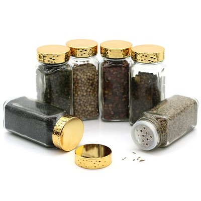 Tianifa 6pcs Gold Spice Jars, 4 oz Glass Seasoning Bottles, 6pcs, Lids-1