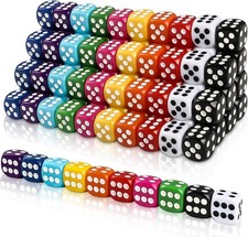 DIYDEC 100pcs 16mm Game Bulk Dice 10 Colors Acrylic 6 Sided Dice Set for Classro