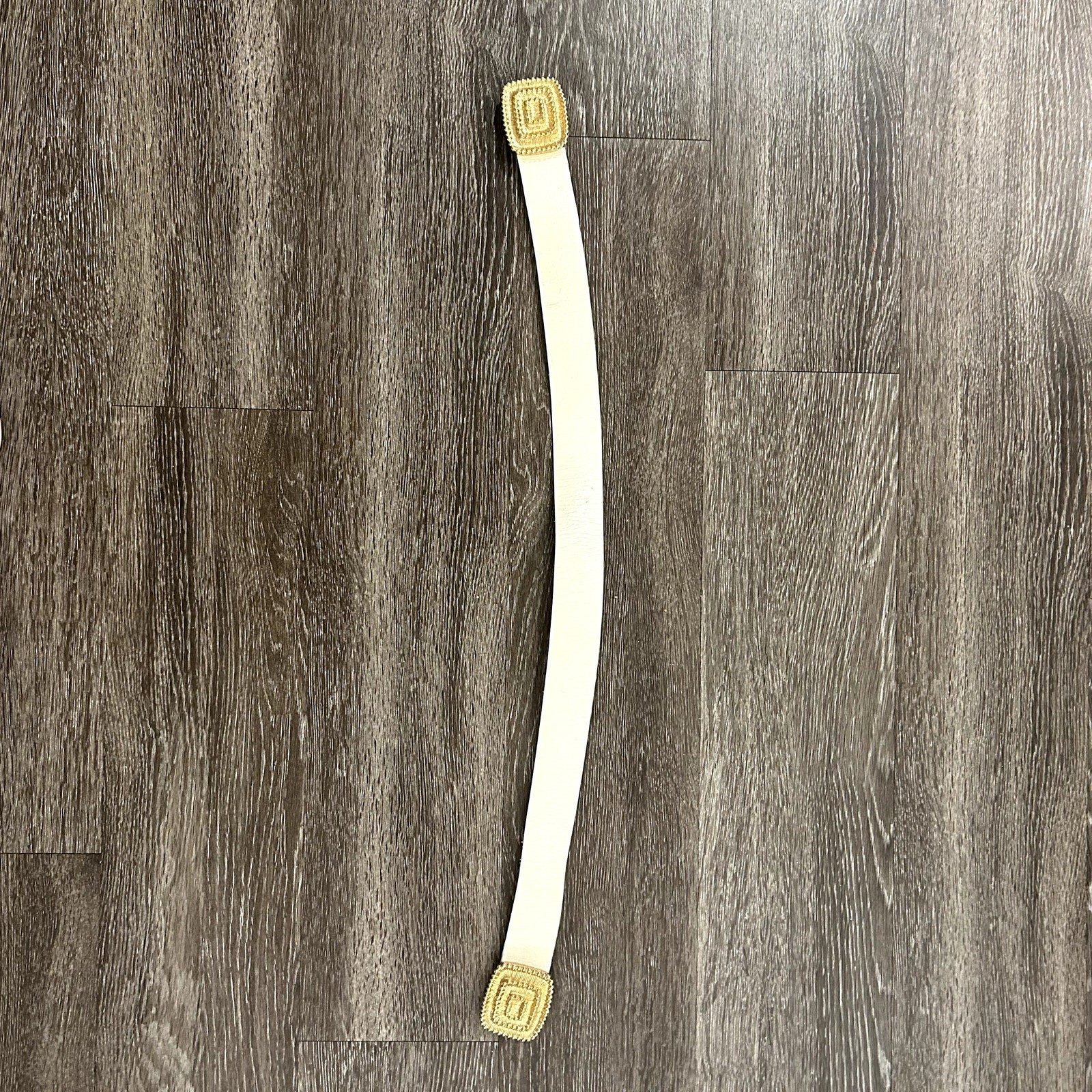 Vintage St. John White Leather Belt Sz 6 Gold Sta… - image 16