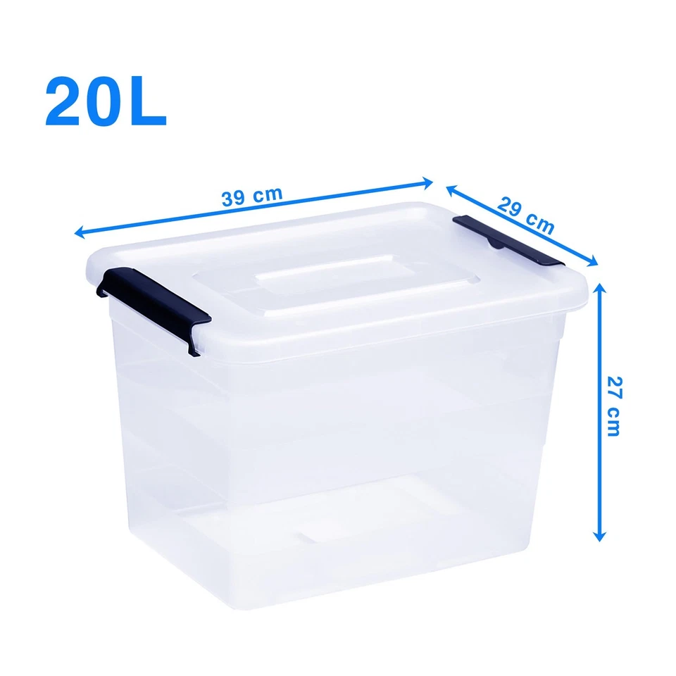 Boîte de rangement avec couvercle 20L boîte en plastique boîte empilable... - Photo 3/4