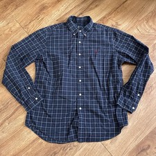 Ralph Lauren Blue Plaid Shirt Mens Size Large Long Sleeve Button Up Collared