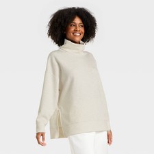 All In Motion Women's Airy Sleek Funnel Neck Sweatshirt Long Sleeve Relaxed Fit