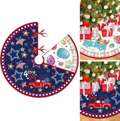 36 Inch 4Th of July Tree Skirt Reversible Easter Decorations, American Flag Day