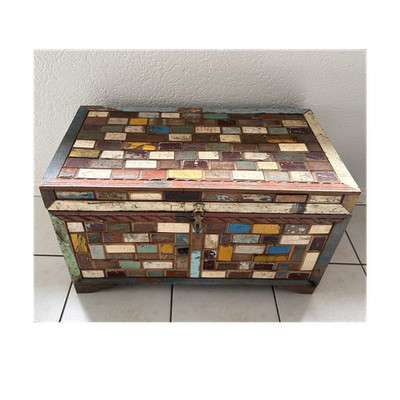 Old Modern Handicrafts indische Holztruhe mehrfarbig, 70cm