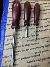 Matco Maroon SDM Set of 3 Screwdrivers SDMR106 SDMR84 SDMC3 Slotted Flat Blade