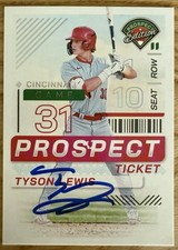 Tyson Lewis Auto Signed 2024 Panini Prospect Edition Baseball Ticket #150 IP