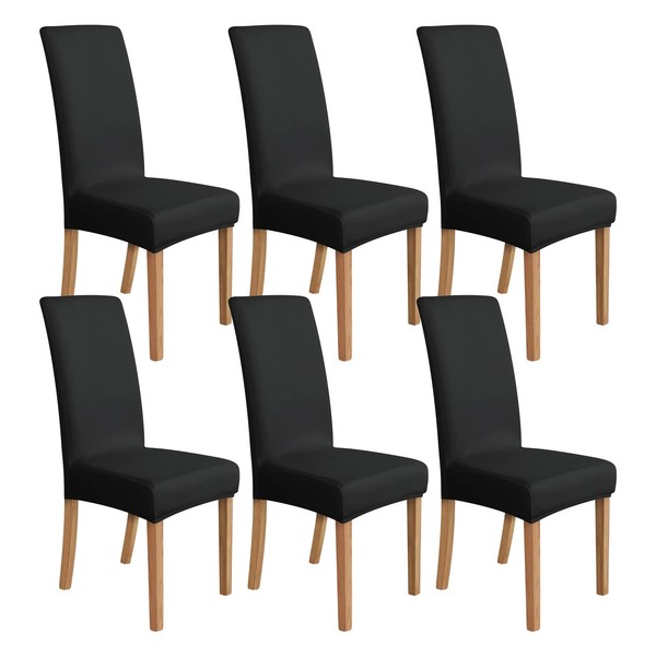 Stretch-Schonbezug EsszimmerstüHle 6Er Set Schwarz Amazon Basics Einfarbig-image