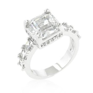 4 CW Asscher Cut CZ Bridal Ring 10